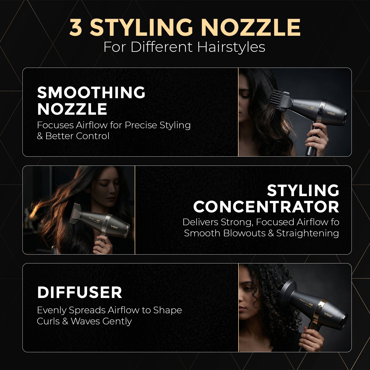 VGR V-409 Professional Hair Dryer | 2400W BLDC Motor | Barber Series