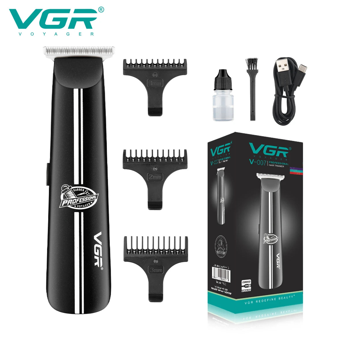 VGR V-007 Hair Trimmer For Men, Black