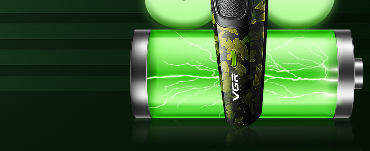 VGR V-053 Professional Cordless Hair Trimmer For Men, 20 Length Settings, 90 Min Runtime, Army Green