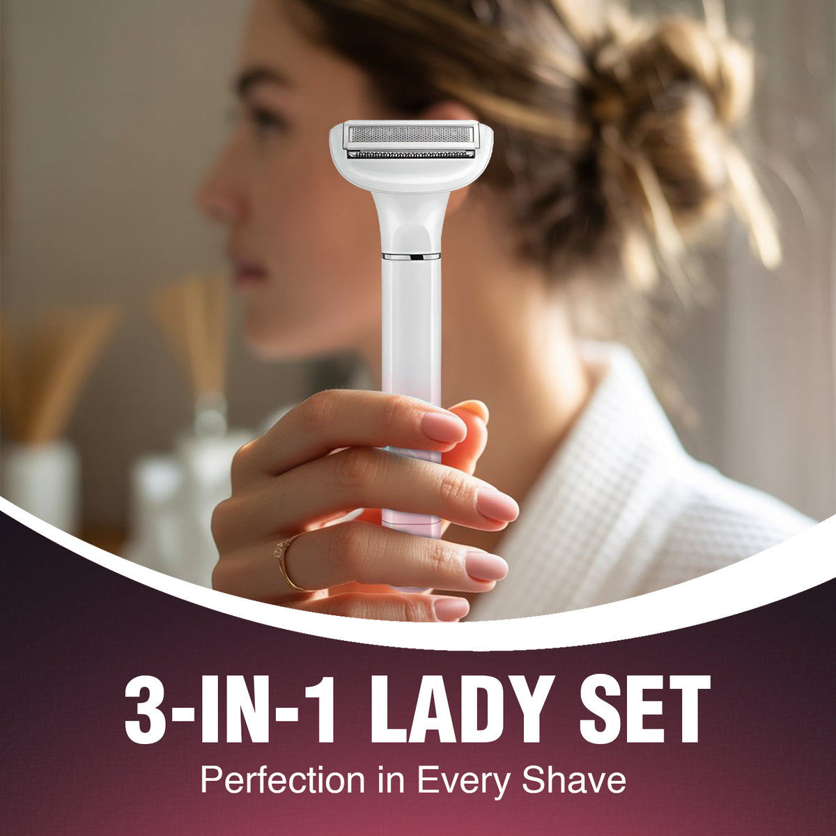 VGR V-611 Professional 3-IN-1 Lady Shaver Set, Shaver For Women (Pink)