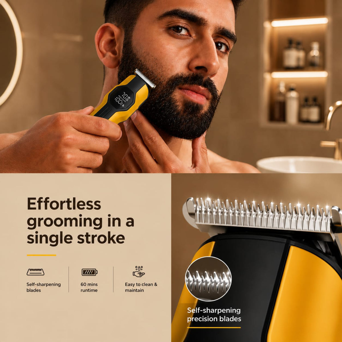 VGR V-173 Professional Grooming Kit with 210 Min Runtime, Yellow