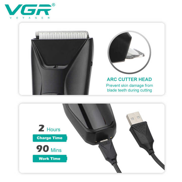 VGR V-938 Professional Cord/Cordless Body Trimmer for full-body grooming (Black)