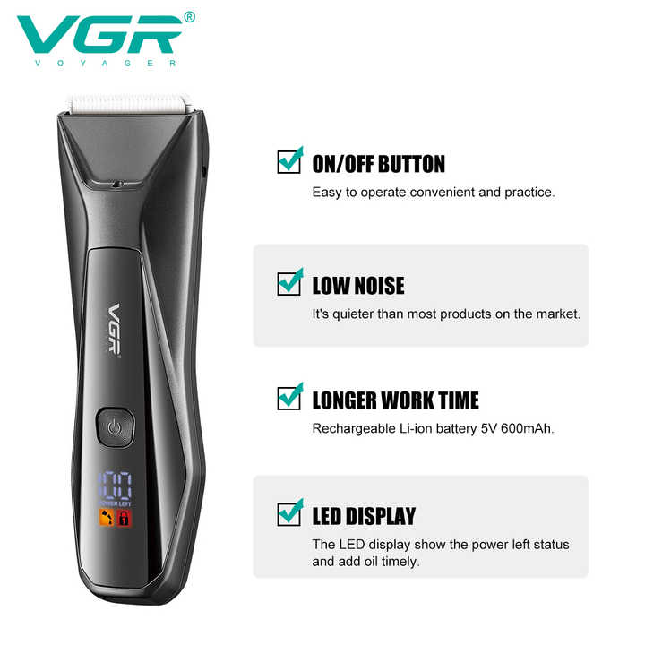 VGR V-938 Professional Cord/Cordless Body Trimmer for full-body grooming (Black)