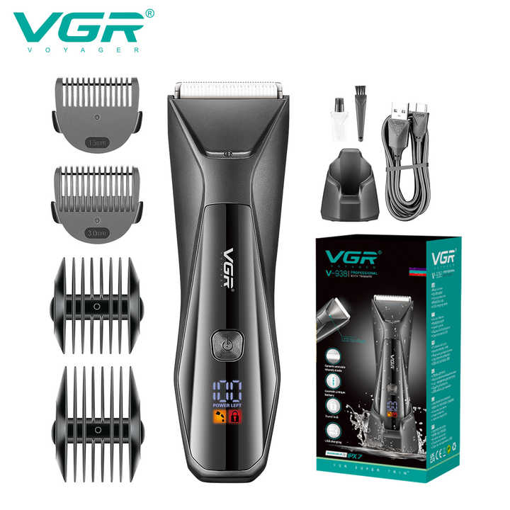 VGR V-938 Professional Cord/Cordless Body Trimmer for full-body grooming (Black)