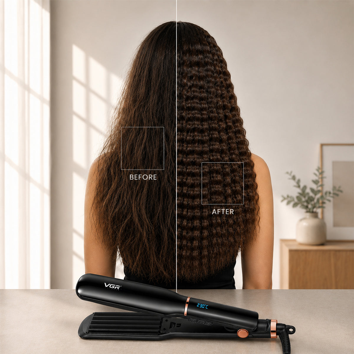 VGR V-519C Professional Hair Crimper For Women with 7 Heat Settings, Black