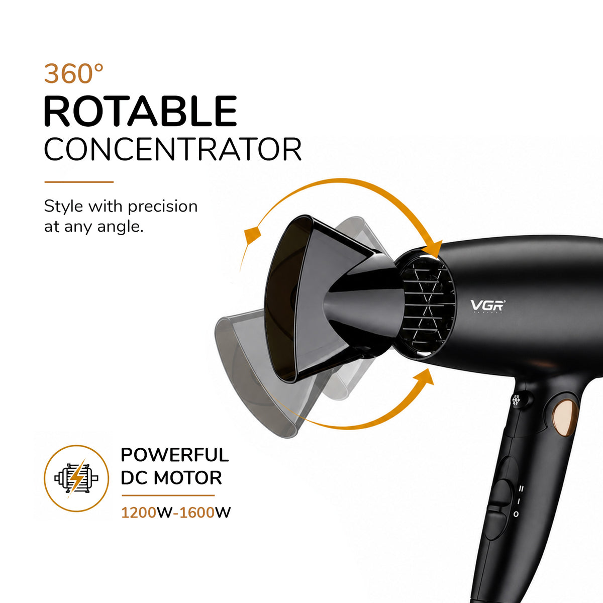 VGR V-439 Professional Hair Dryer For Women with 2 Speed Settings, Cool Shot, Black