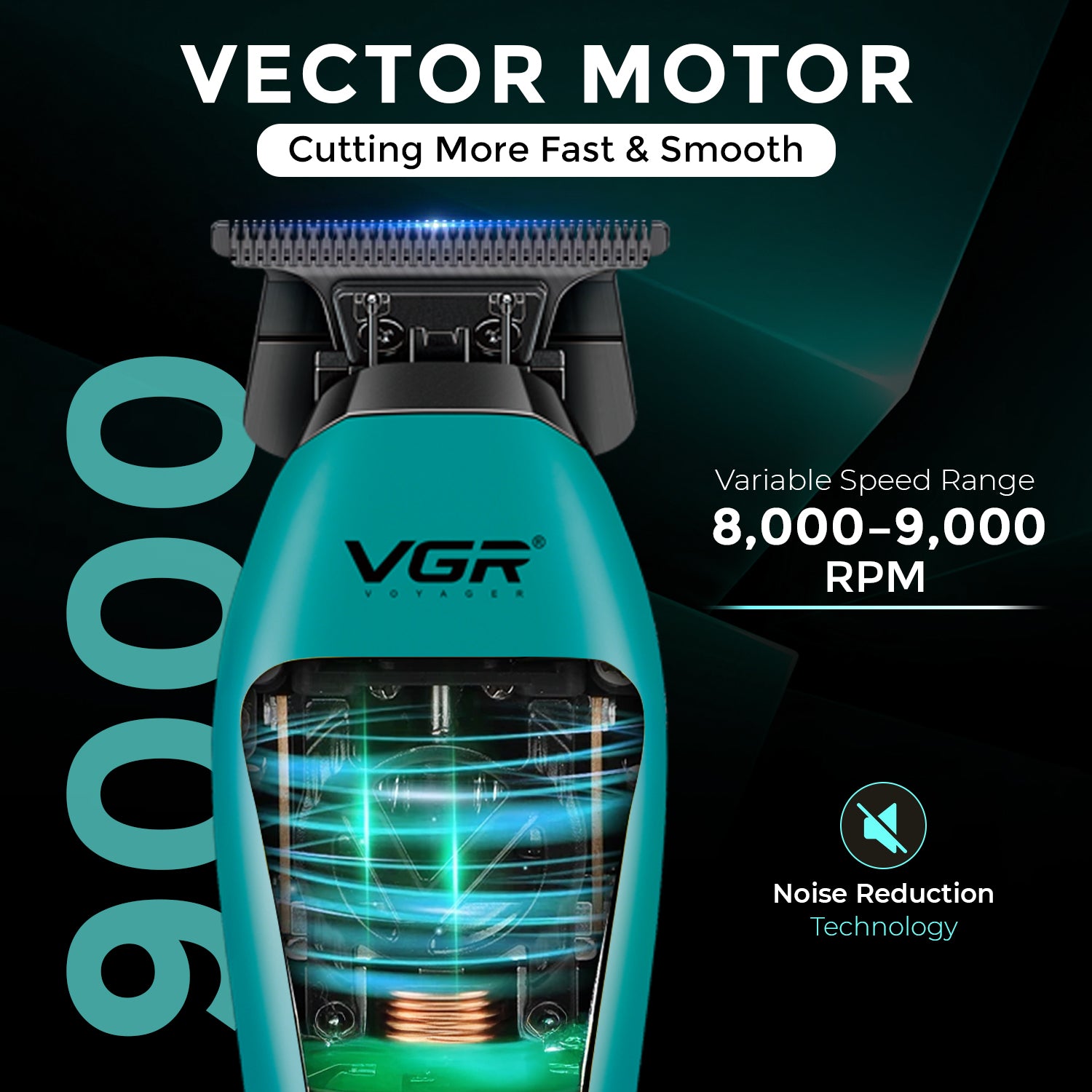 VGR V-035T Professional Hair Trimmer with 9000 RPM Vector Motor