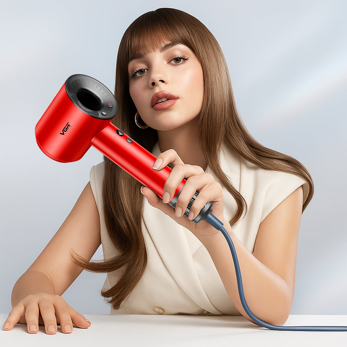 VGR V-445 Professional Hair Dryer For Women with Cool Shot, Overheating Protection, Red
