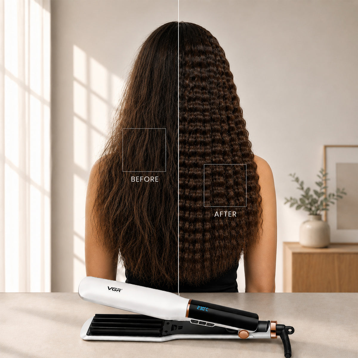 VGR V-519C Professional Hair Crimper For Women with 7 Heat Settings, White