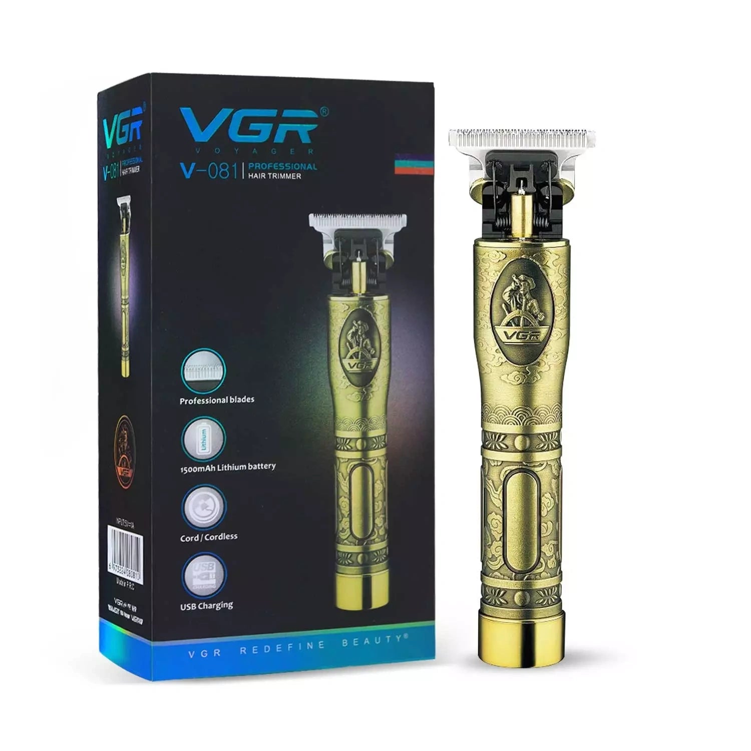 VGR V-081 Gold Men’s Hair Trimmer for Salon-Quality (Gold)