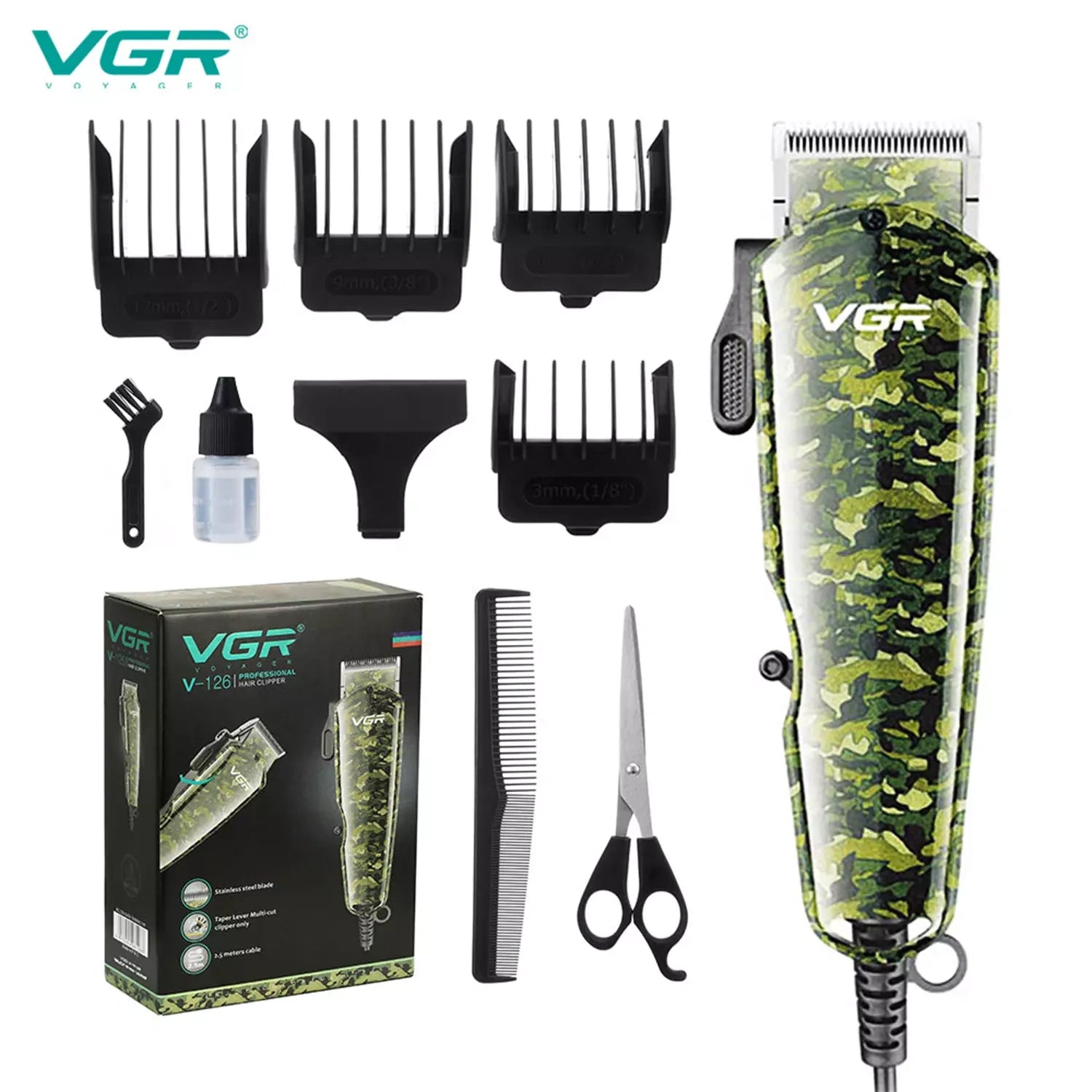 VGR V-126 Hair Clipper for Men, Camouflage