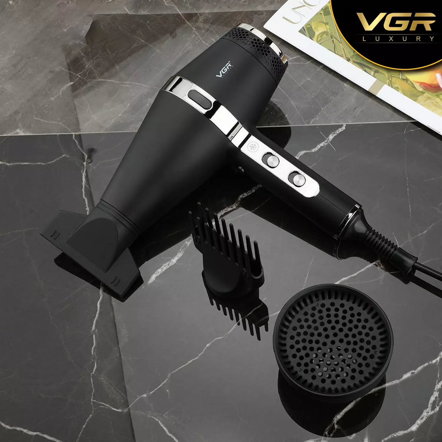 VGR V-451 Hair Dryer For Unisex, Black