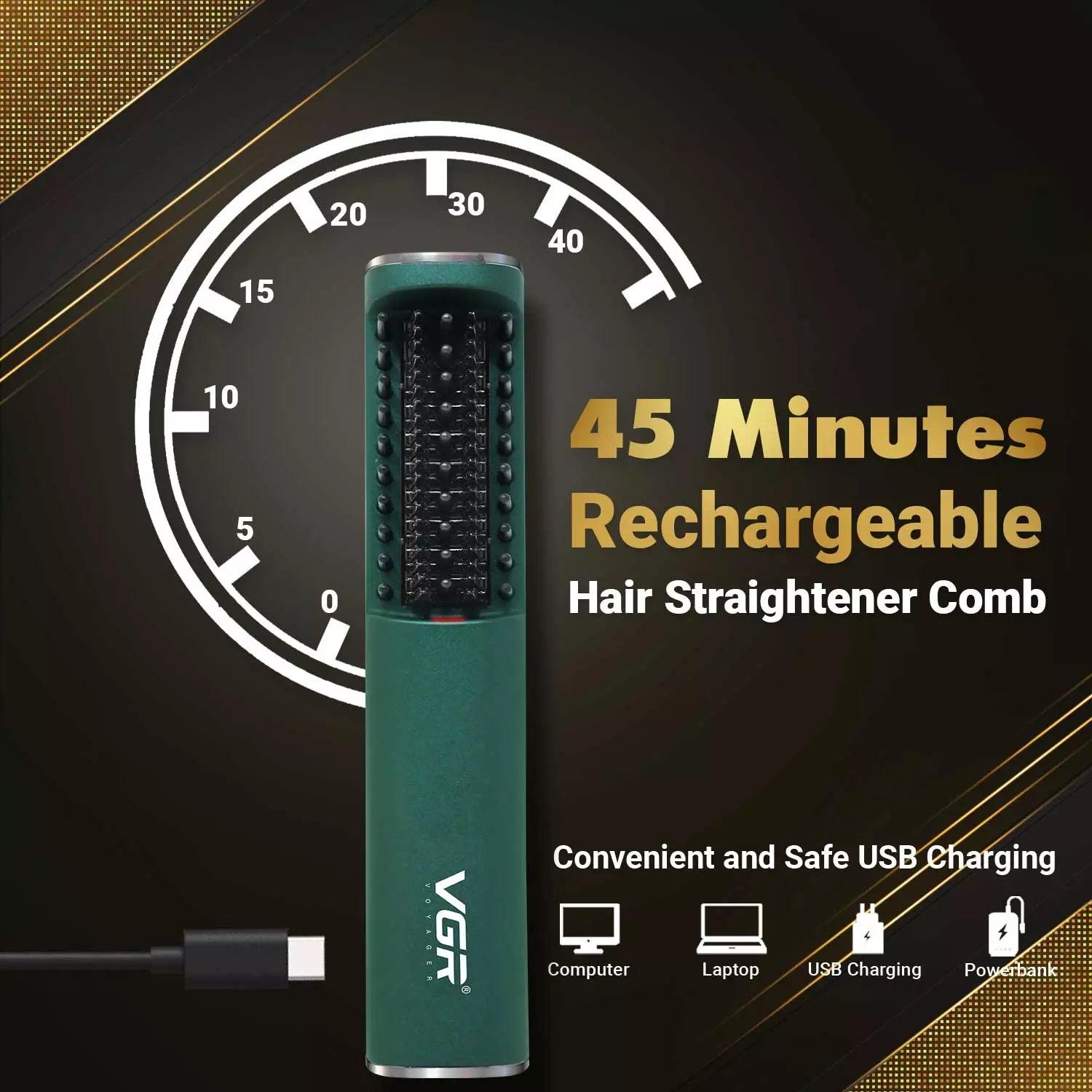 VGR V-587 Electric Hair Straightener Comb For Unisex, Green