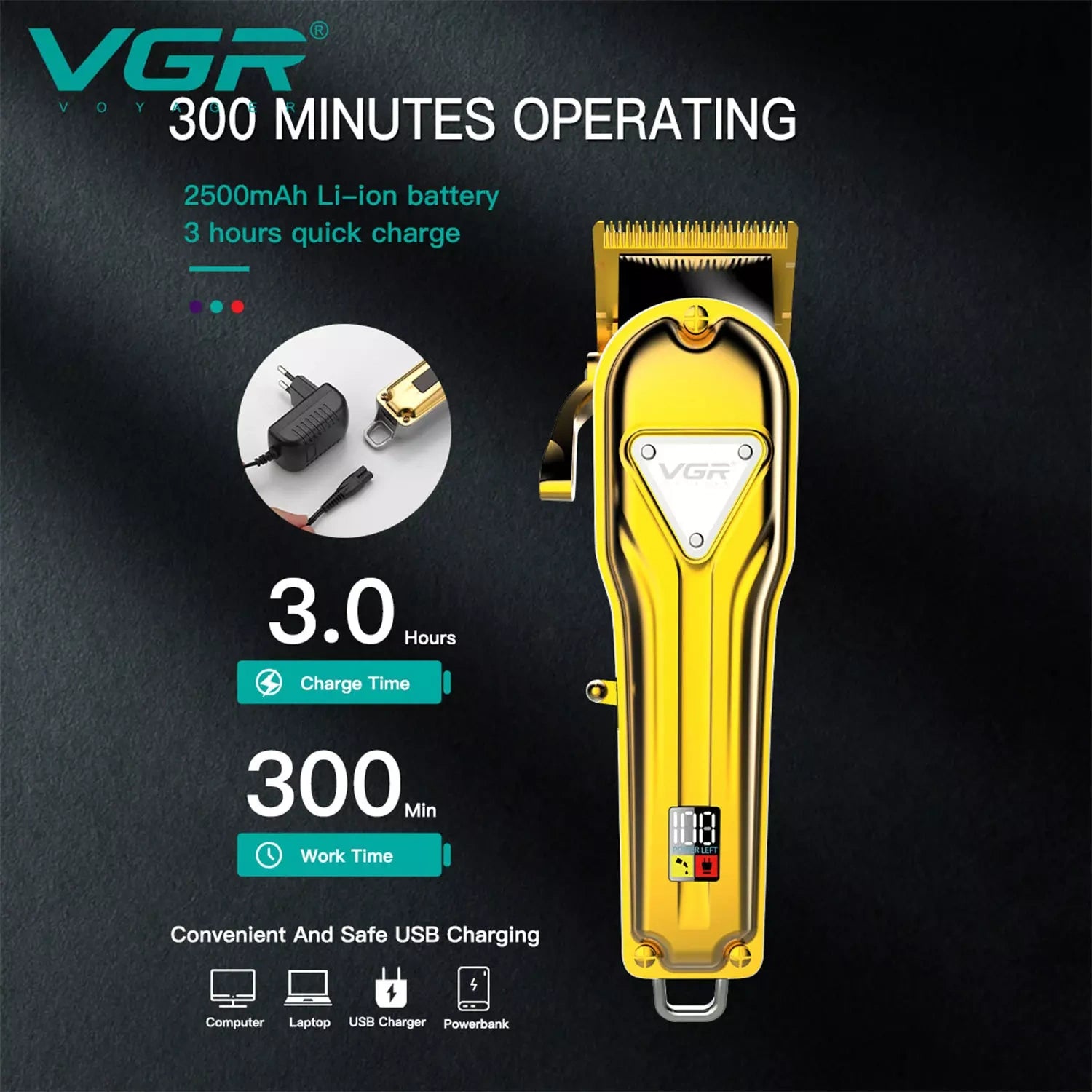 VGR V-140 Hair Clipper For Men, Gold