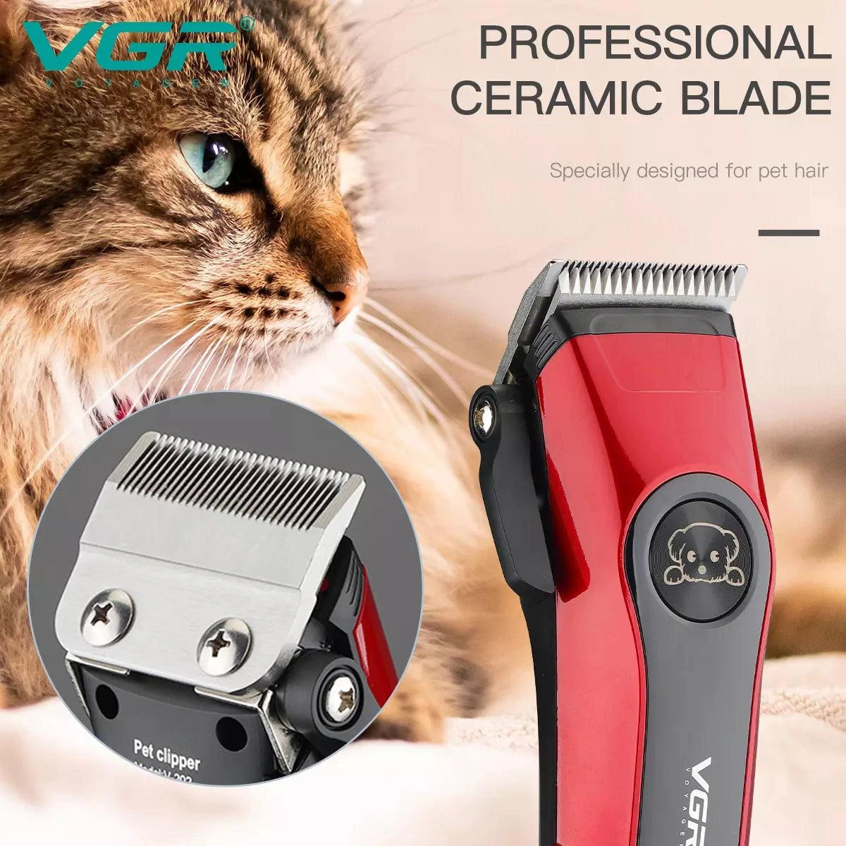 VGR V-202 Pet Animal Hair Clipper, Red