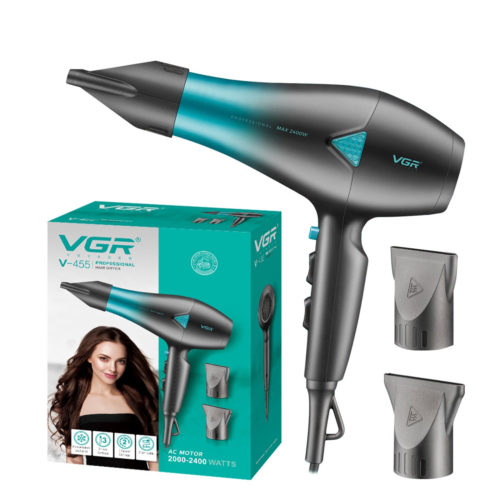 VGR V-455 Professional Hair Dryer for Both Men and Women (Blue)