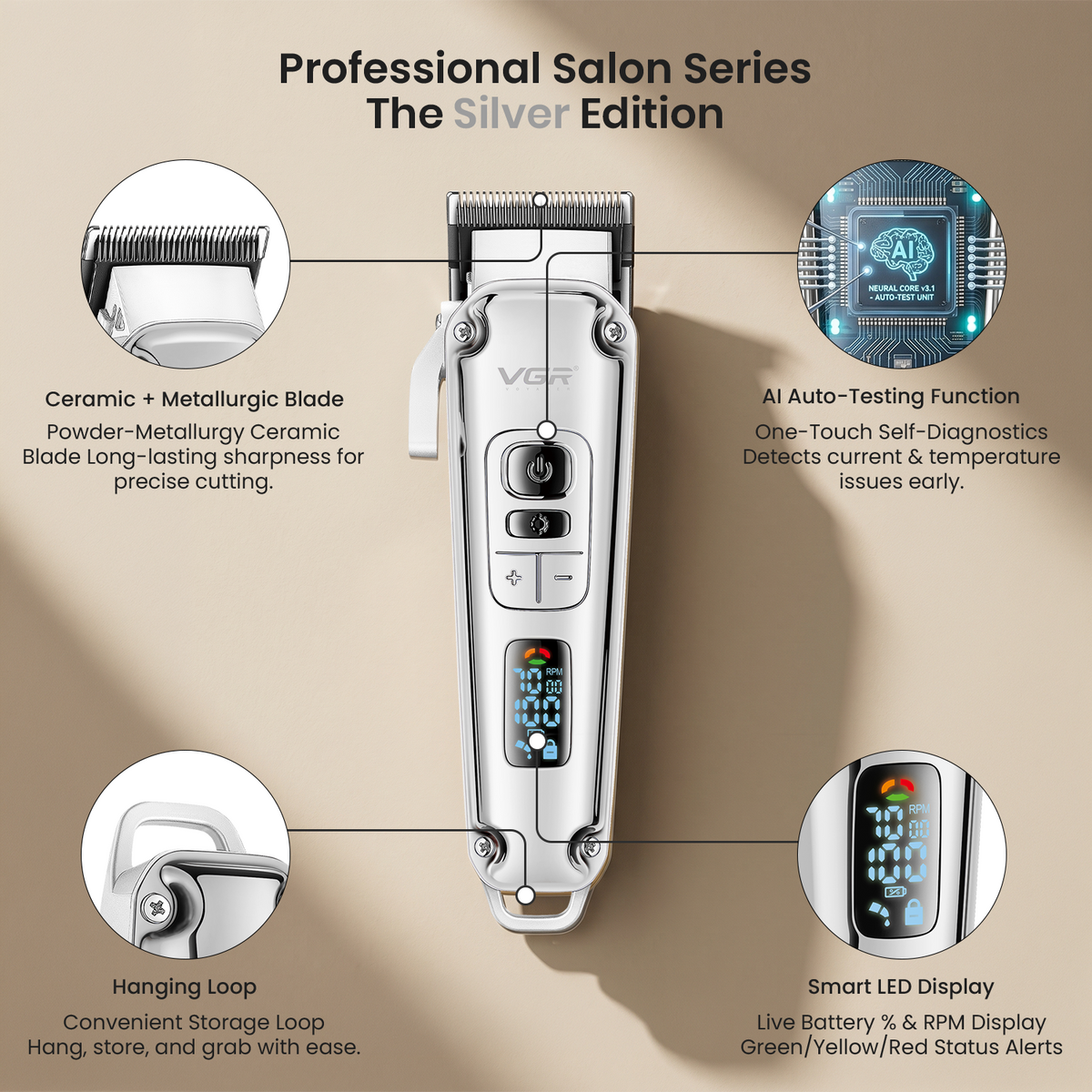 VGR V-006 Professional Hair Clipper For Men, Gold (Copy)