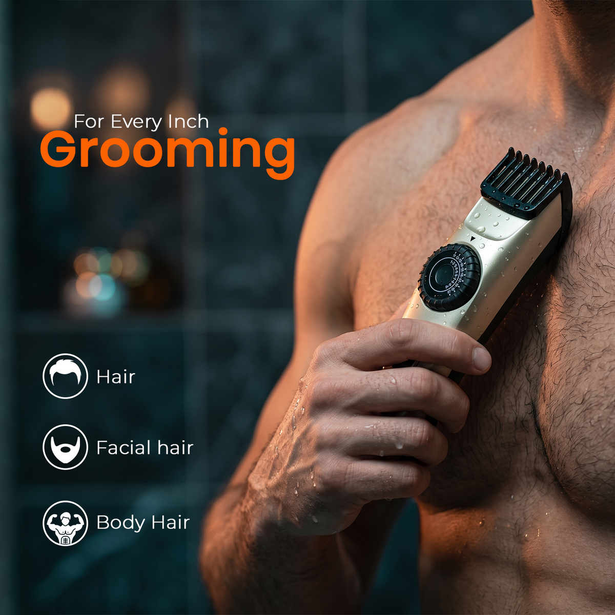 VGR V-031 Professional Hair Trimmer, 39 Length Settings, 90 Min Runtime, Silver