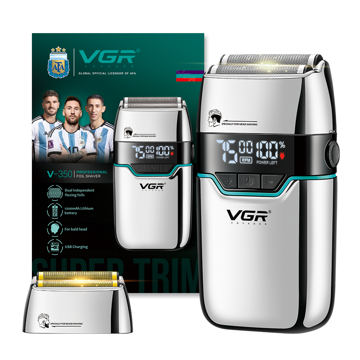 VGR V-350 Professional Foil Shaver With Ultimate Precision for Bald Head & Beard Shaving for Men