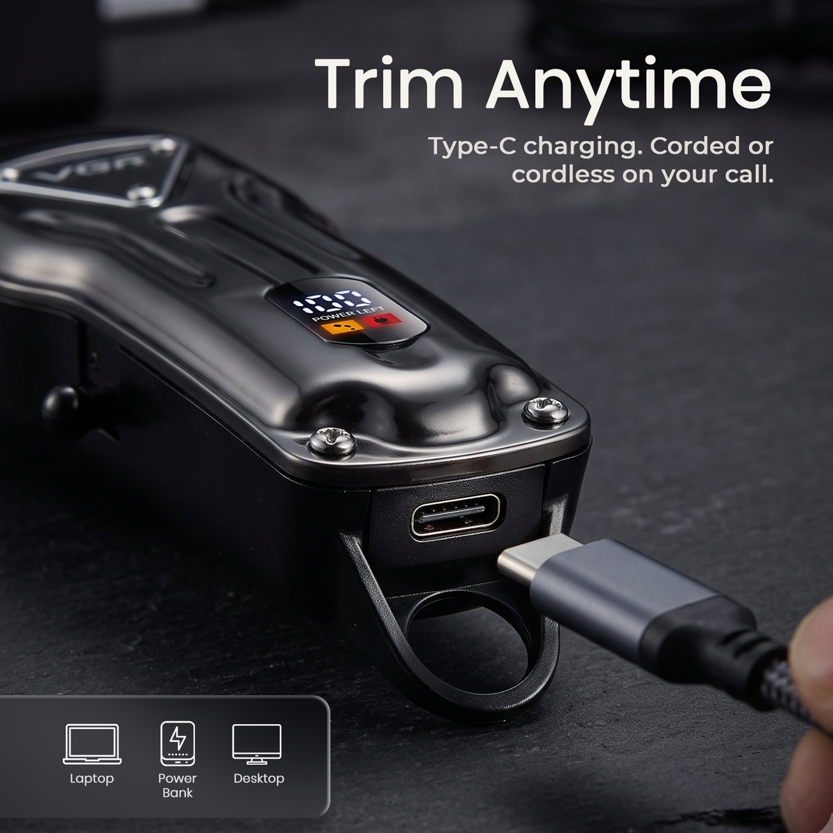 VGR V-051 Professional Hair Clipper For Men with 300 Min Runtime, Black