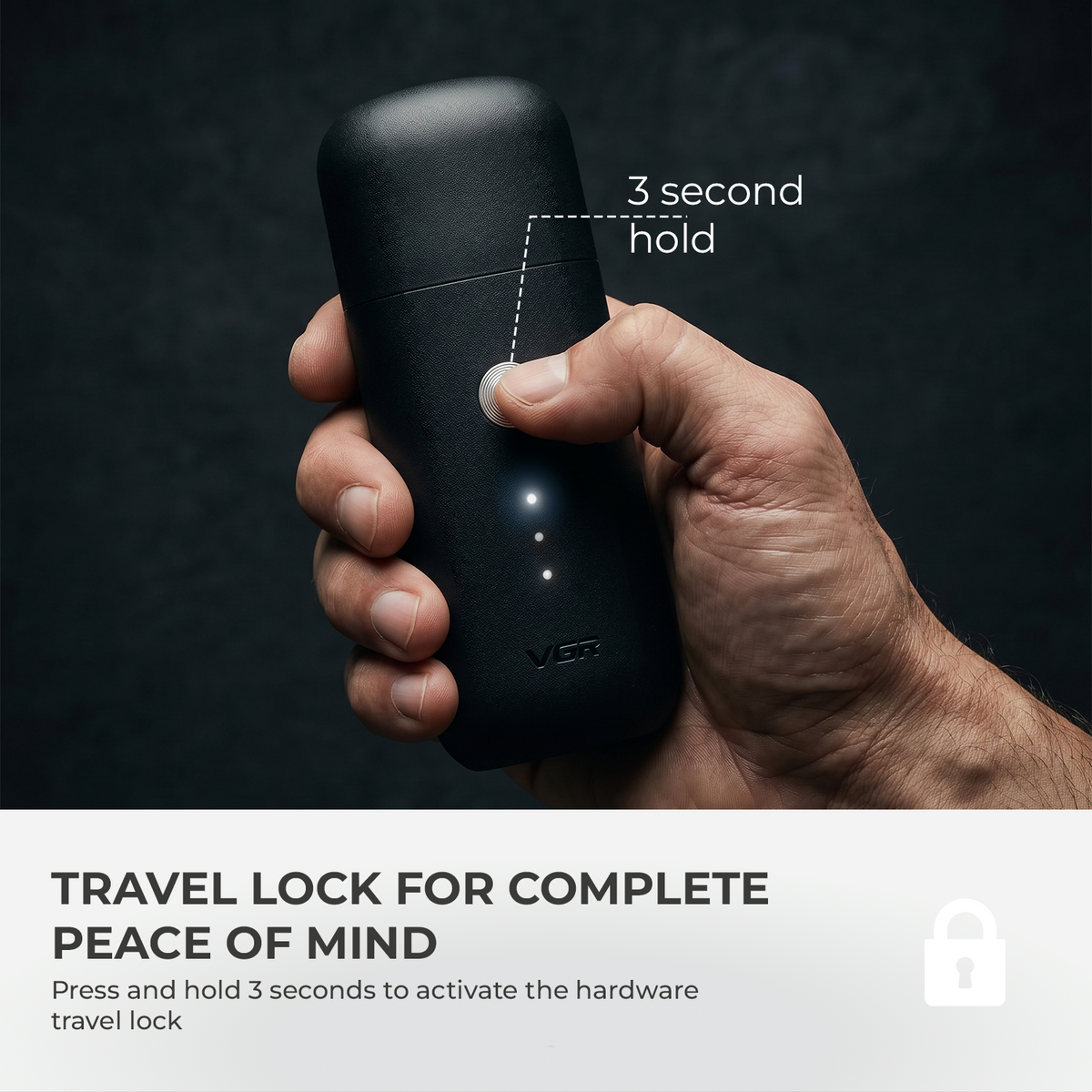 VGR V-932 Pocket Hair Trimmer For Men with 120 Minutes of Runtime (Black)