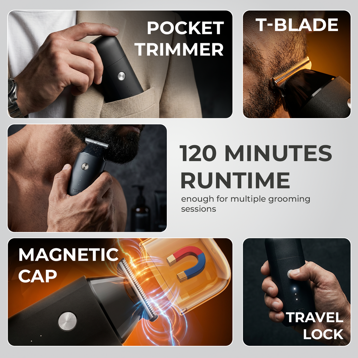 VGR V-932 Pocket Hair Trimmer For Men with 120 Minutes of Runtime (Black)