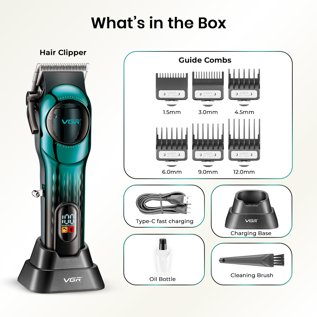 VGR V-166 Professional Hair Clipper for Salon Professionals and Personal Use, Green