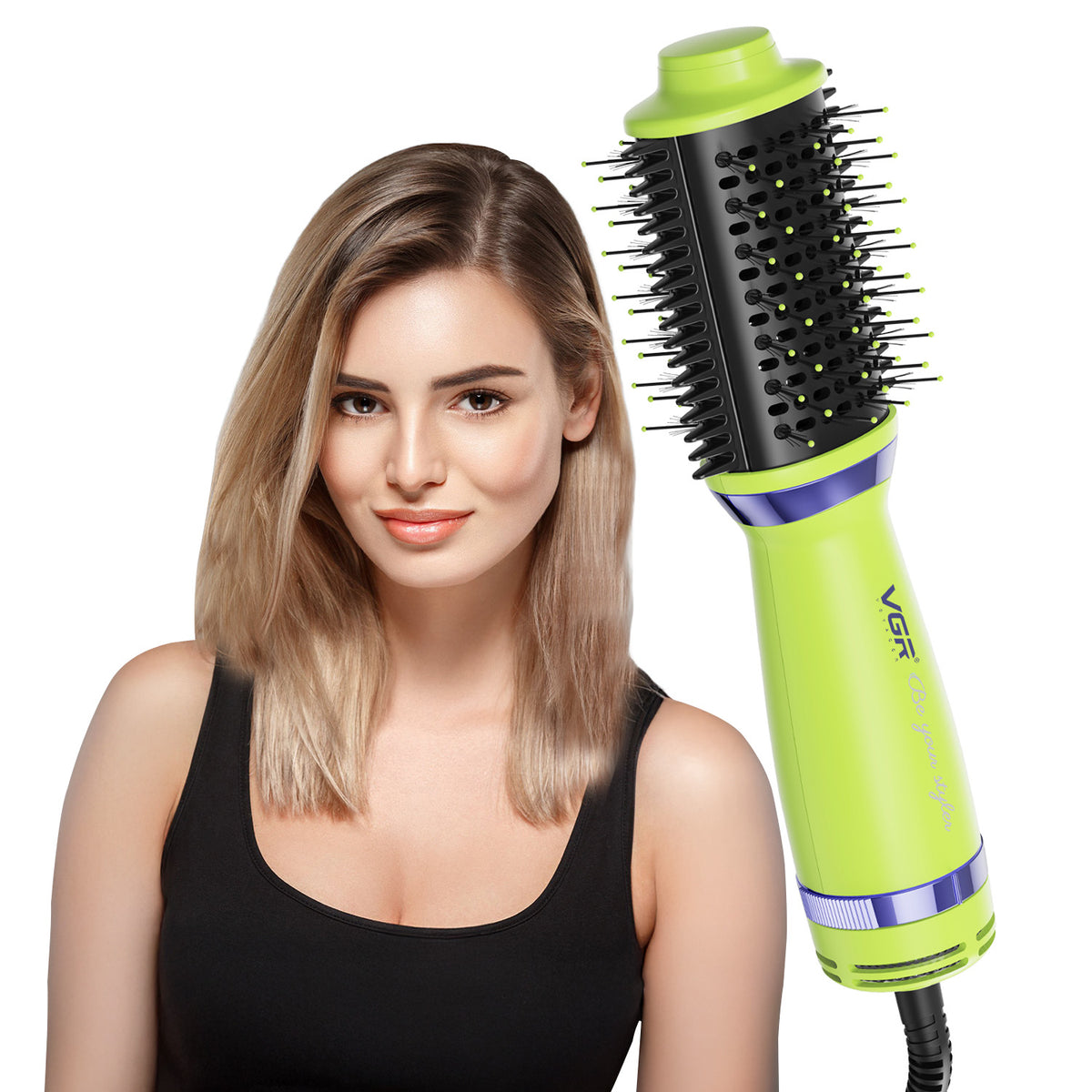 VGR V-415 Professional Hot Air Brush For Women, 3 Heat Settings, 360° Swivel Cord, Green