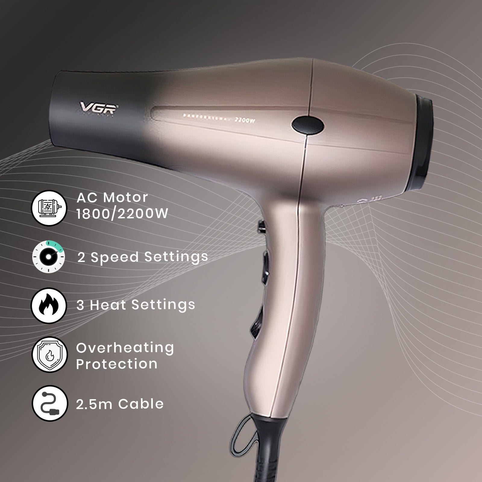 VGR V-463 Professional Hair Dryer for Women & Men 2200 Watts