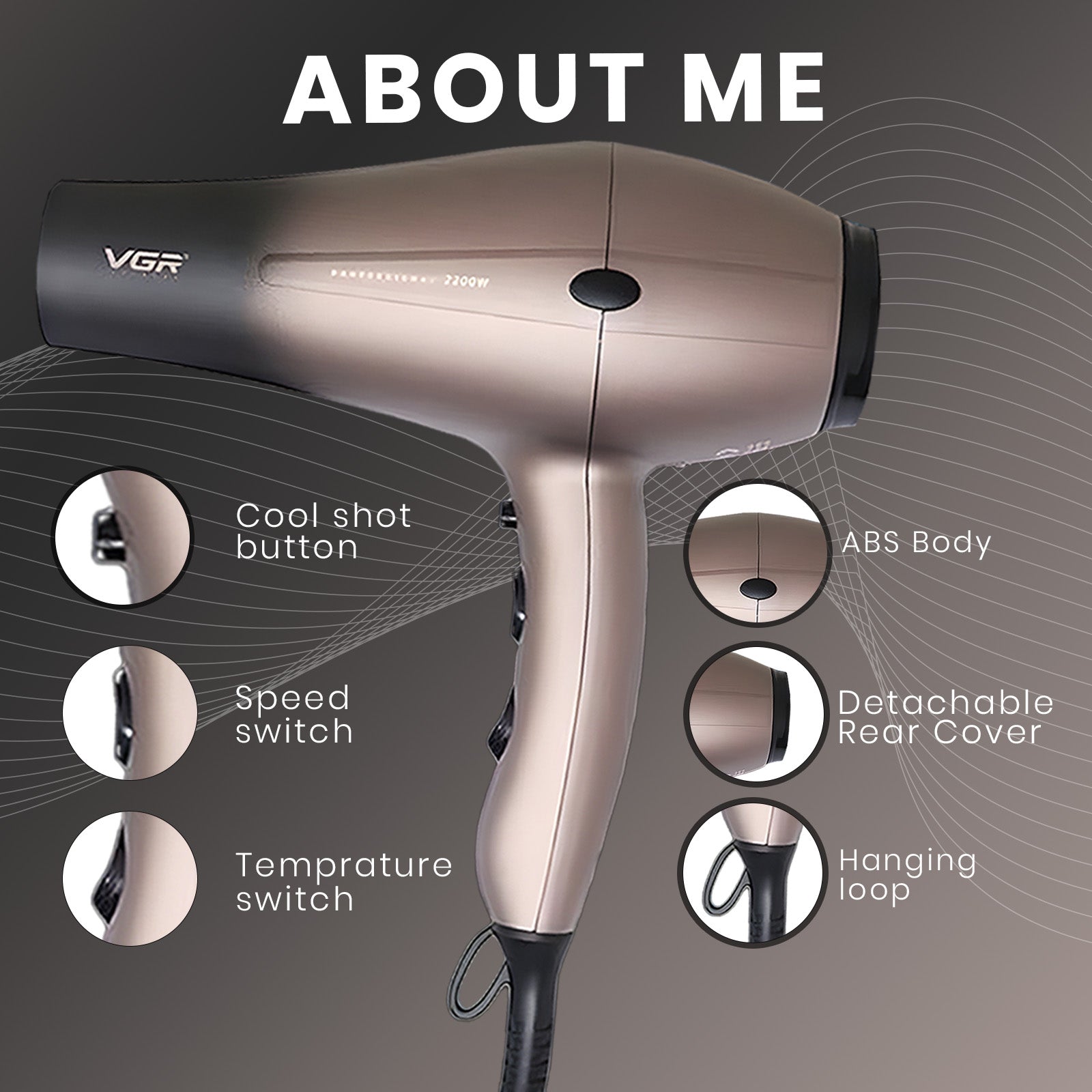 VGR V-463 Professional Hair Dryer for Women & Men 2200 Watts