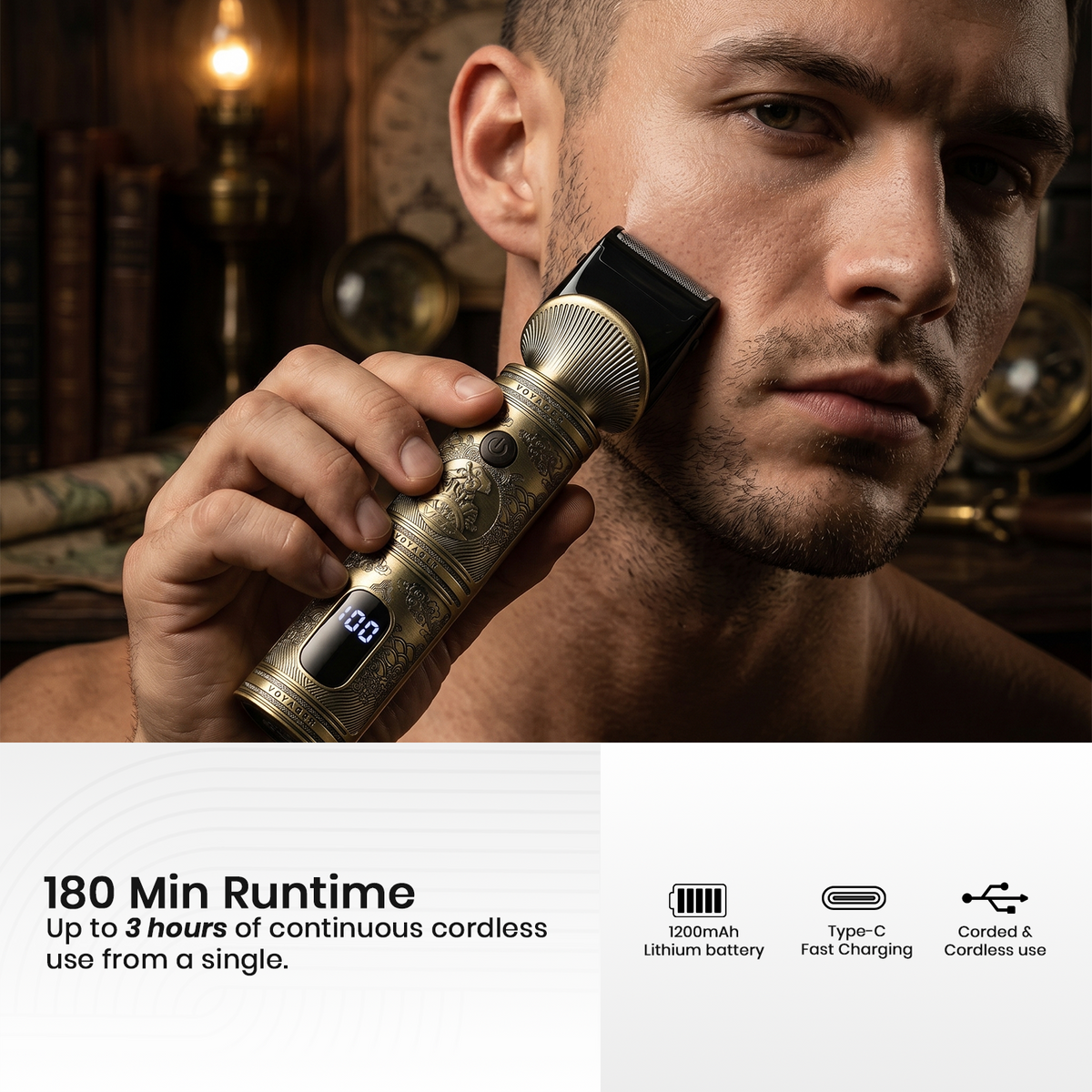 VGR V-106 Professional 6 in 1 Grooming Kit For Men with 180 Min Runtime, Gold