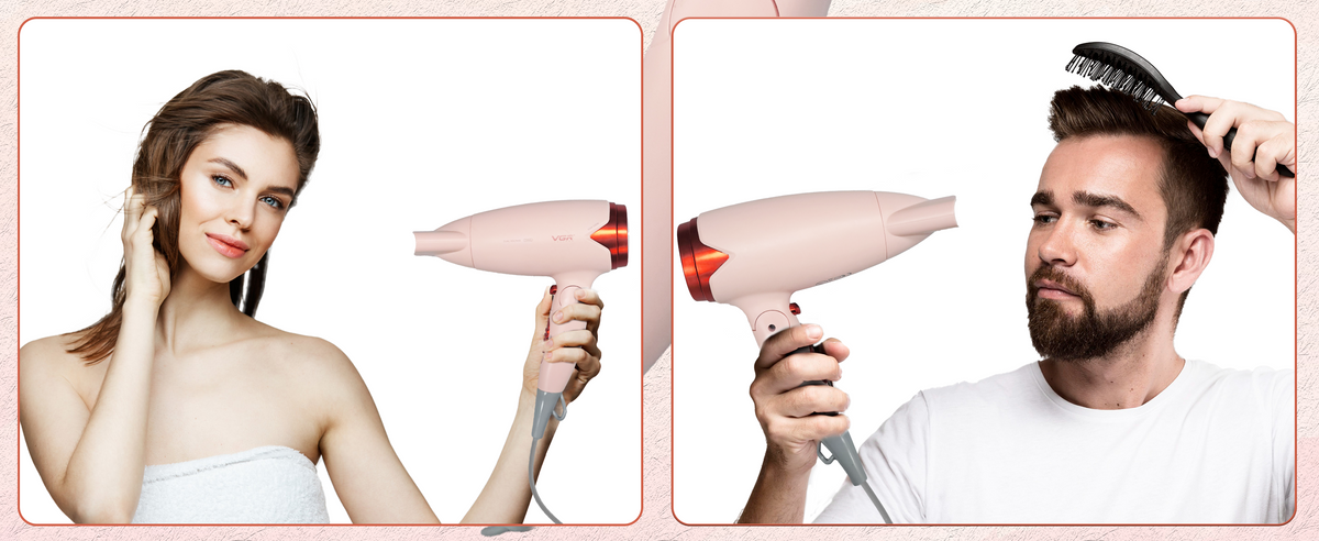 VGR V-428 Foldable Hair Dryer For Women, 2 Speed Settings, Cool Shot, Pink