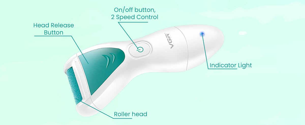 VGR V-812 Professional Callus Remover, IPX6, 100 Min Runtime, 2 Speed, White
