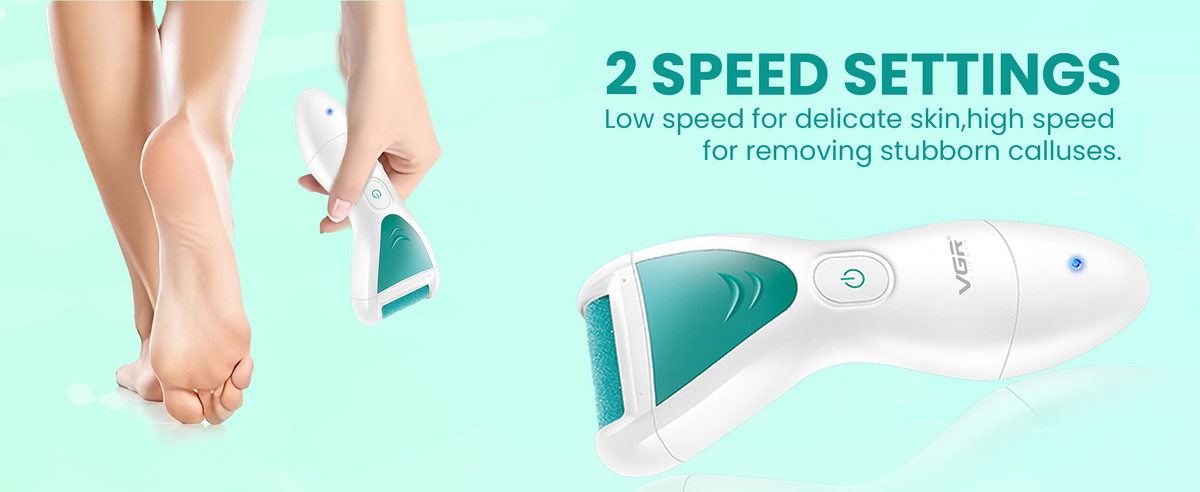 VGR V-812 Professional Callus Remover, IPX6, 100 Min Runtime, 2 Speed, White