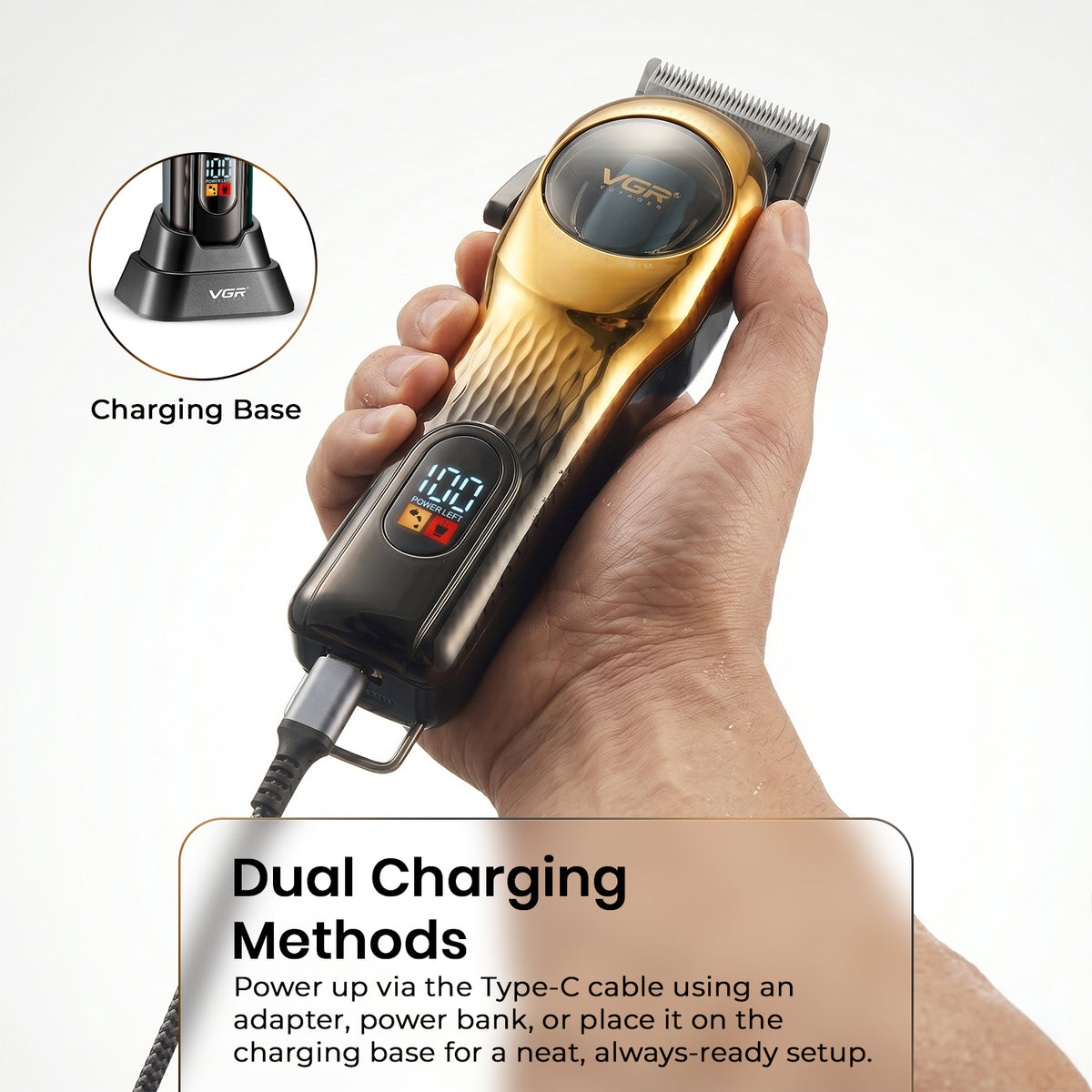 VGR V-166 Professional Hair Clipper for Salon Professionals and Personal Use (Gold)