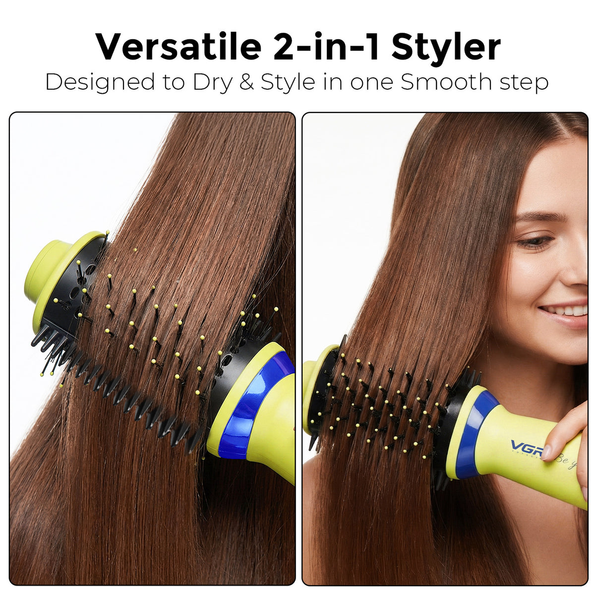 VGR V-415 Professional Hot Air Brush For Women, 3 Heat Settings, 360° Swivel Cord, Green