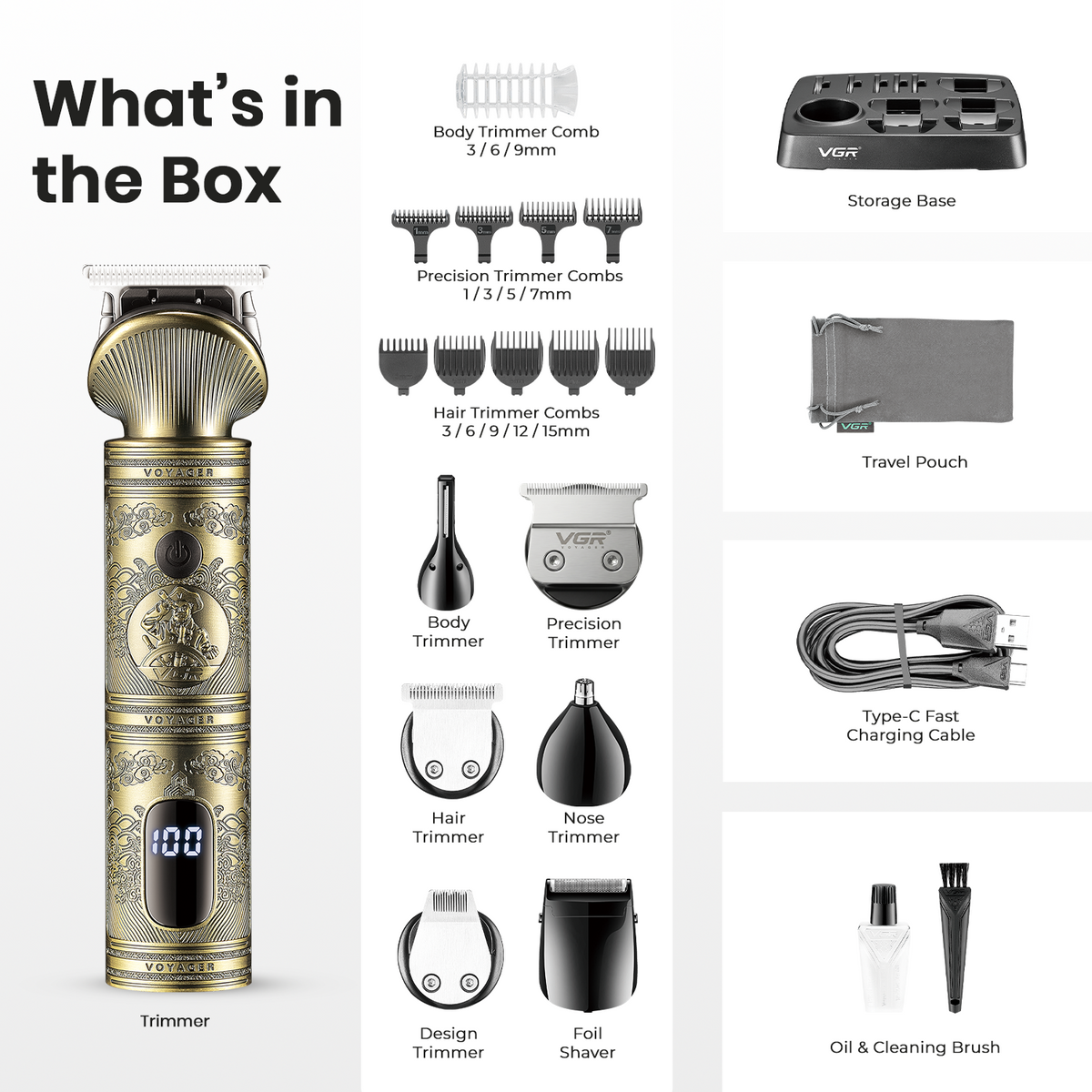 VGR V-106 Professional 6 in 1 Grooming Kit For Men with 180 Min Runtime, Gold