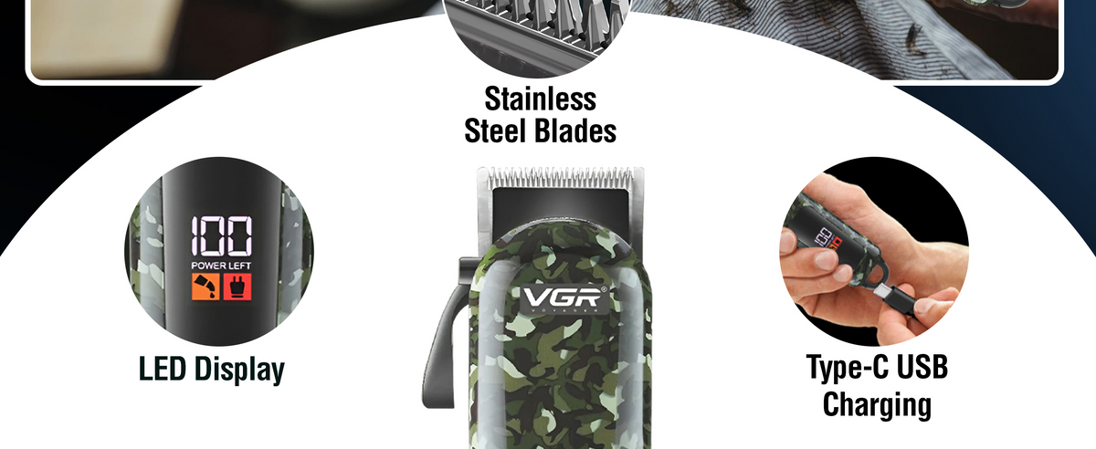 VGR VL-665 Limited Edition Hair Clipper For Men, Camouflage