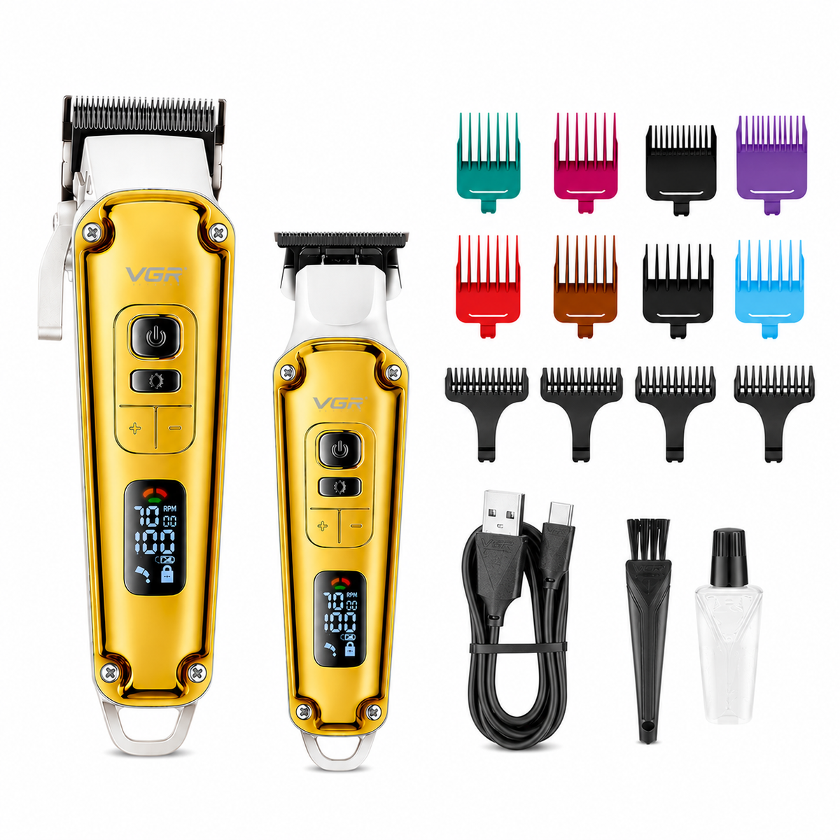 VGR V-006 & V-931 Professional Barber Combo For Men, 250 Min & 240 Minutes Runtime, Gold