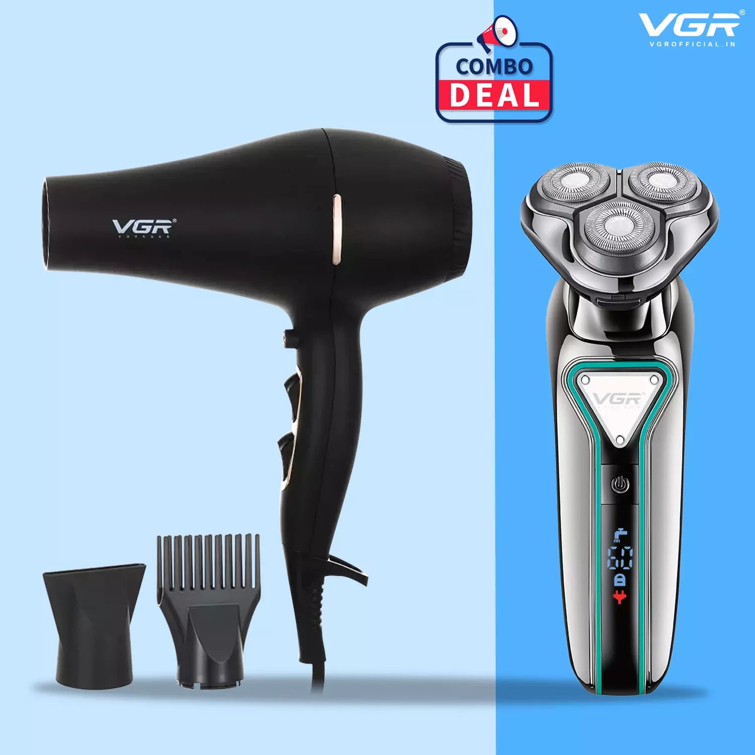 VGR V-323 Beard Shaver With VGR V-433 Hair Dryer Combo Deal