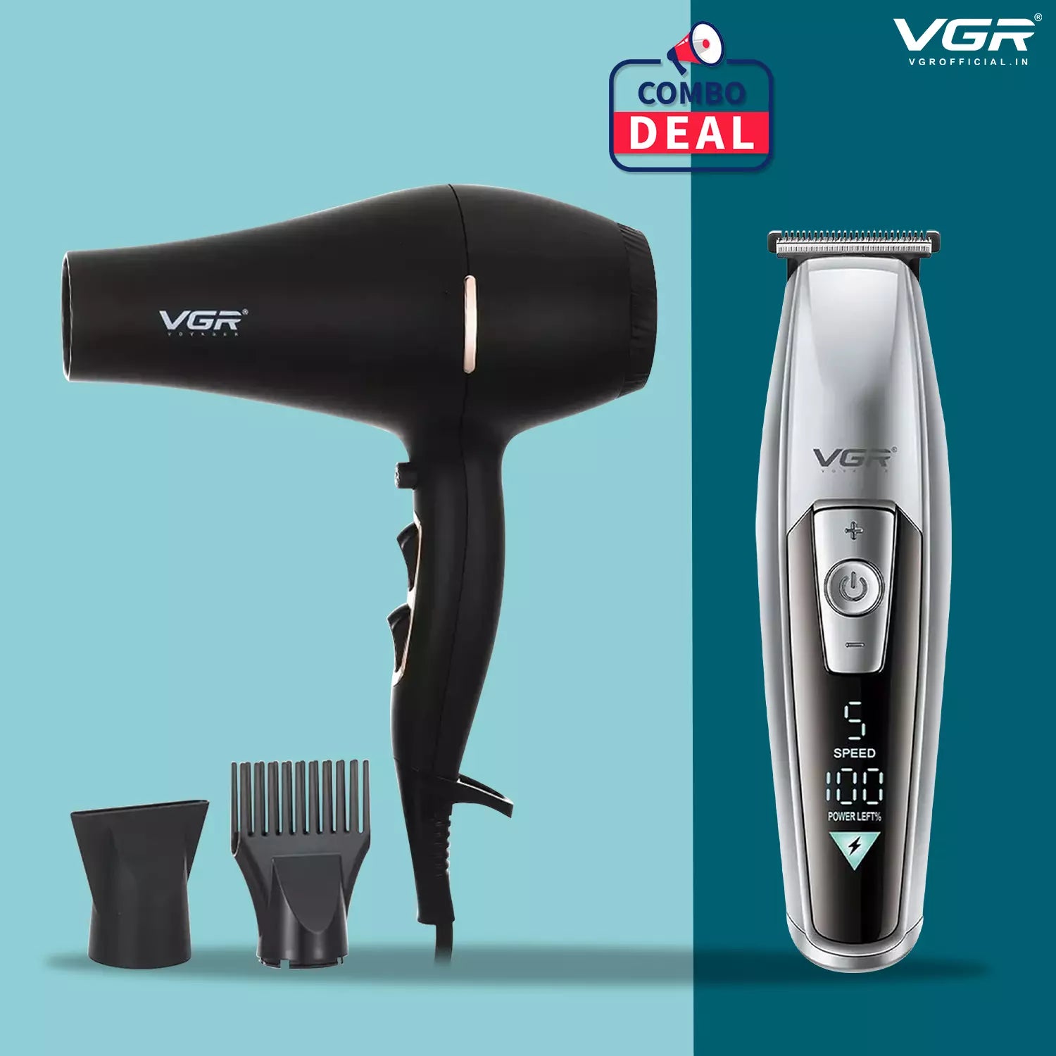 VGR V-970 Hair Trimmer With VGR V-433 Hair Dryer Combo Deal