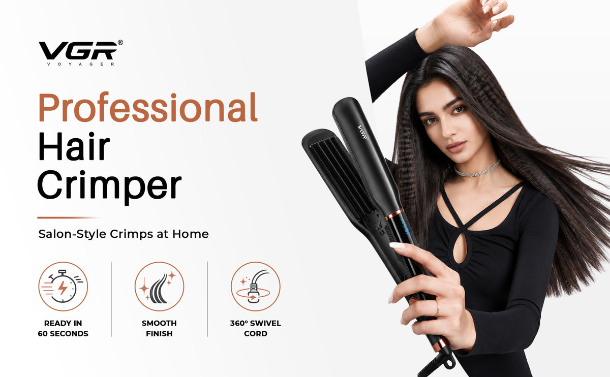 VGR V-519C Professional Hair Crimper For Women with 7 Heat Settings, Black