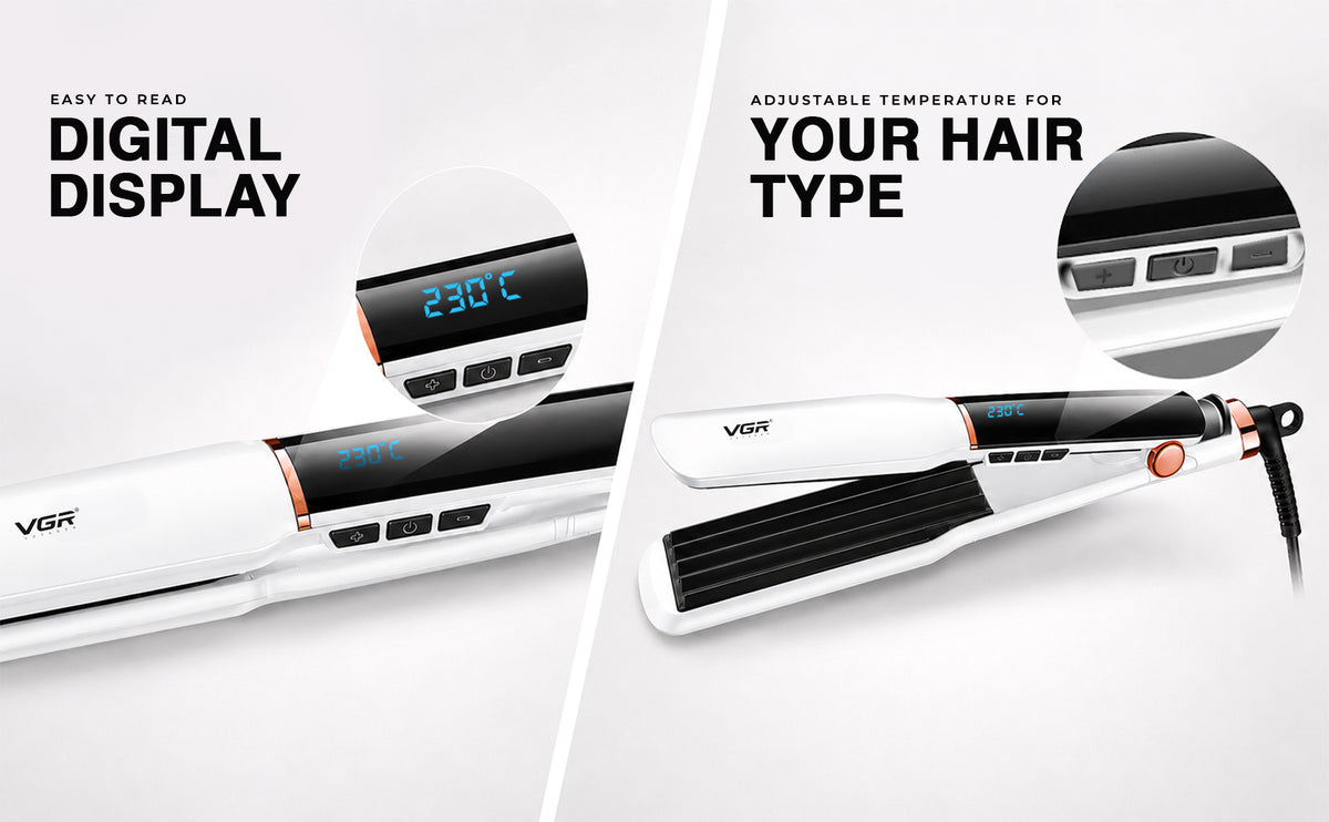 VGR V-519C Professional Hair Crimper For Women with 7 Heat Settings, White