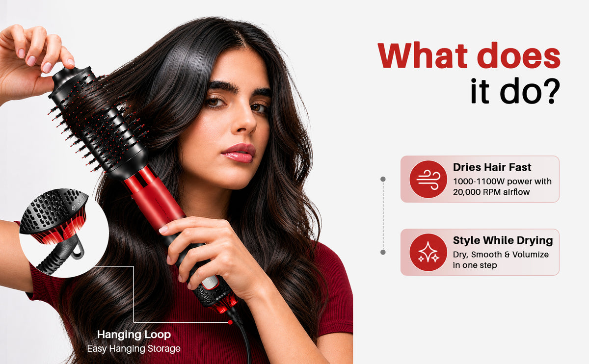 VGR V-488 Professional 8 IN 1 Hot Air Brush (Red)