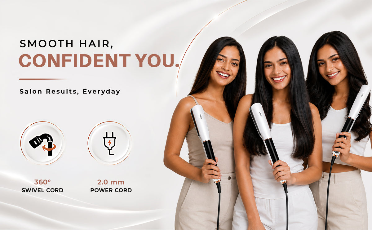 VGR V-519 Professional Hair Straightener For Women with 450°F Max Heat, 38mm Ceramic Plates, White