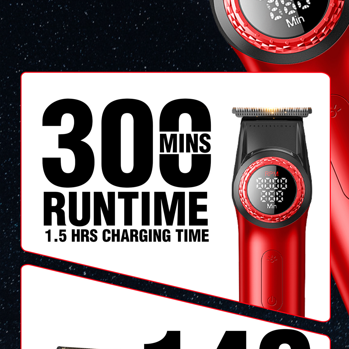 VGR V-977 & V-377 Professional Hair Trimmer & Shaver Combo Set (Red)