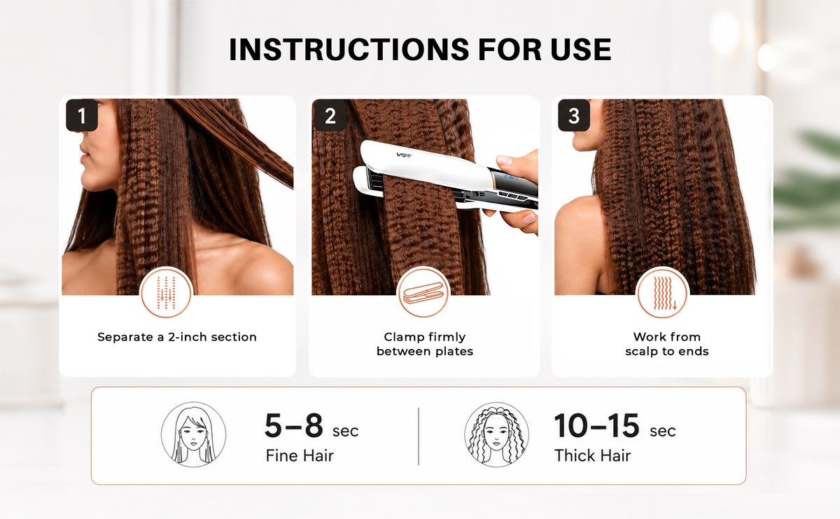 VGR V-519C Professional Hair Crimper For Women with 7 Heat Settings, White