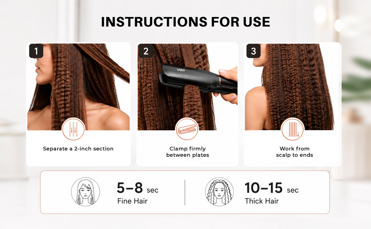 VGR V-519C Professional Hair Crimper For Women with 7 Heat Settings, Black