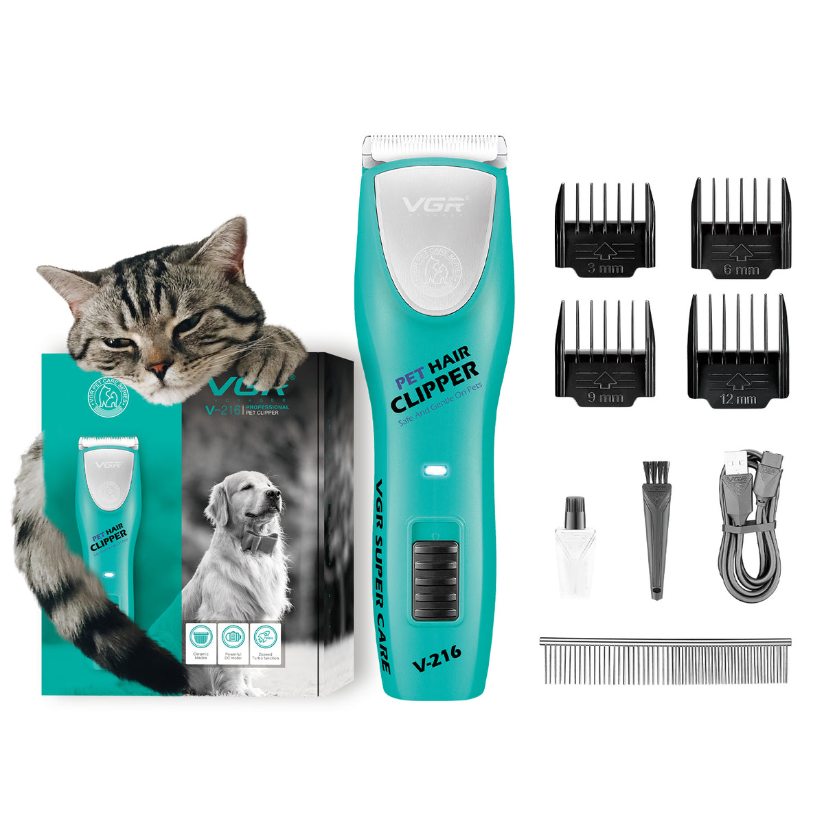 VGR V-216 Professional Pet Clipper, Blue