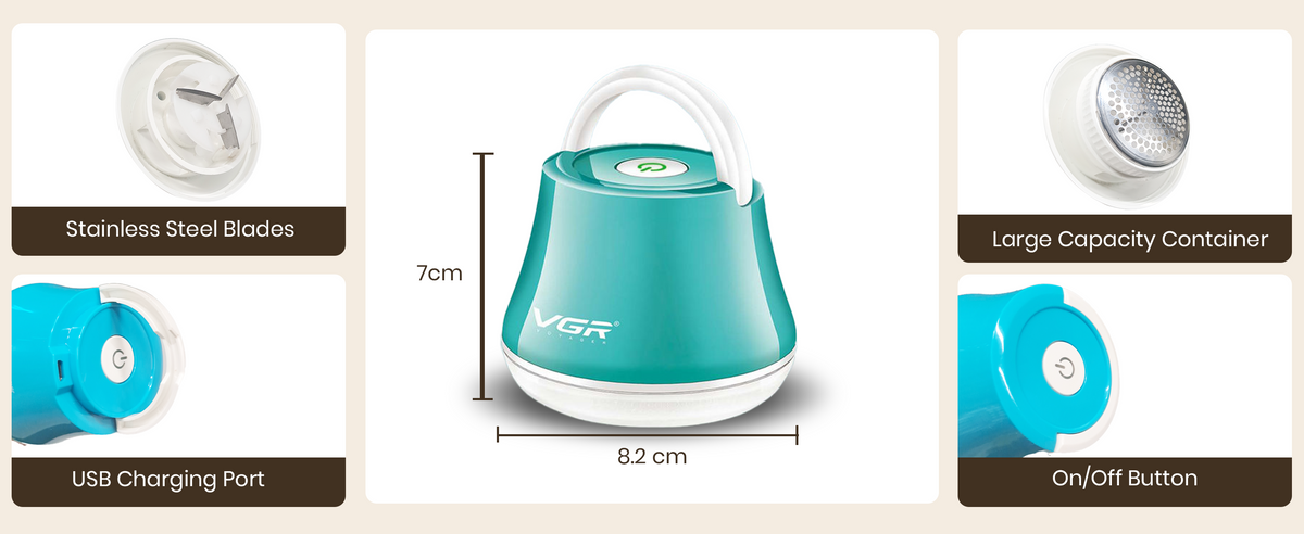 VGR V-810 Professional Lint Remover, 50 Min Runtime, Large Lint Container, Sky Blue